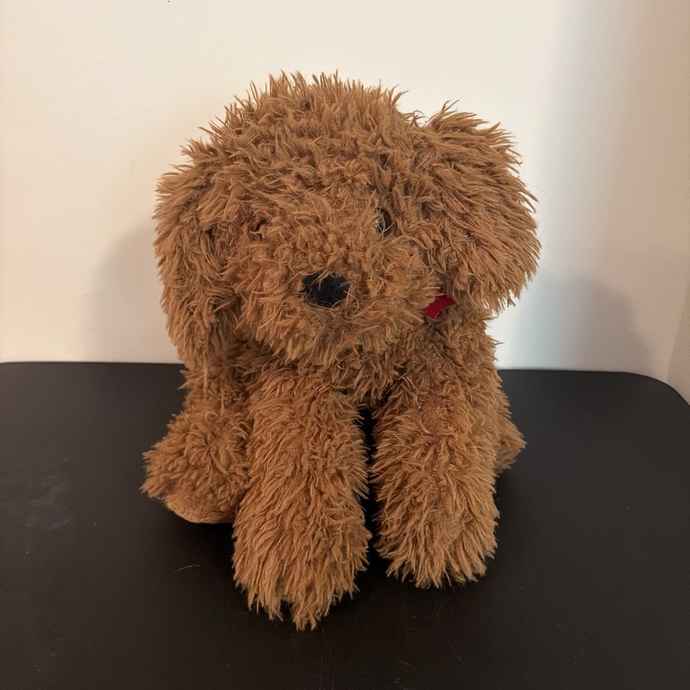 Labradoodle Dog Plush Stuffed Toy Brown Vintage 16 Inch Sitting